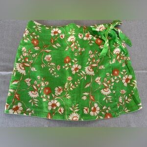 C&C California Pull On Skort Green Tiger Floral 100% Linen Size Med NWT